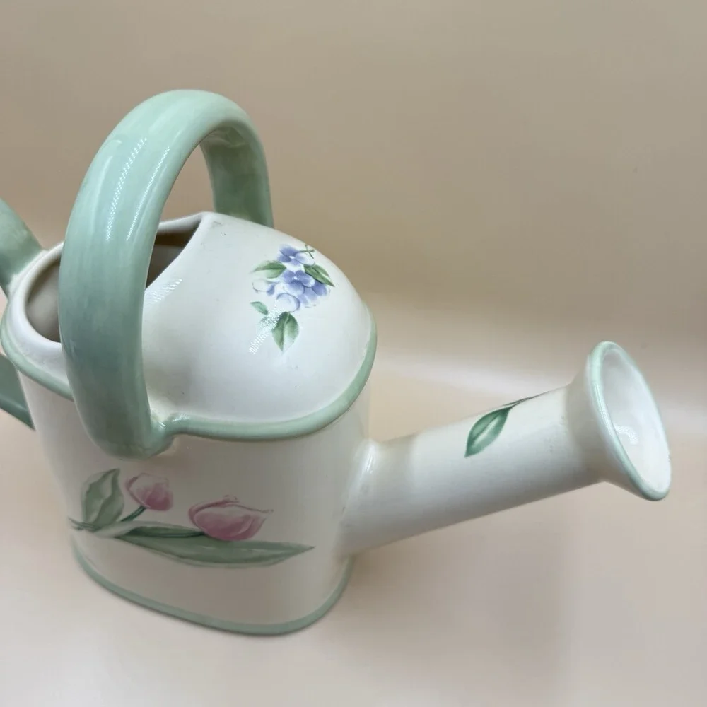 Pfaltzgraff‎ Garden Party Watering Can Pitcher Farmhouse Floral Ceramic Pitcher